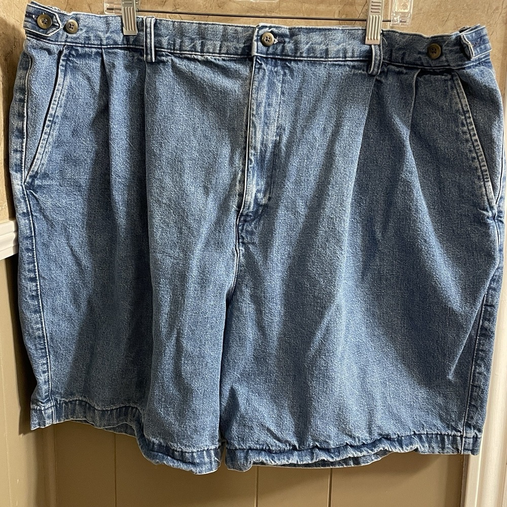 Roundtree & Yorke Blue Denim Shorts Men's Size 46 Big 100% Cotton Adjustable